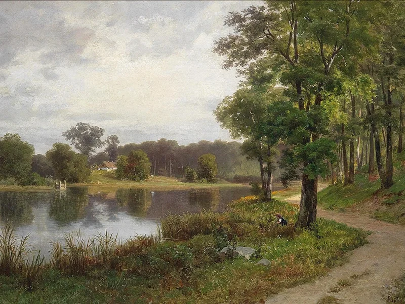 1840-Paula Bonte - Paesaggio con laghetto